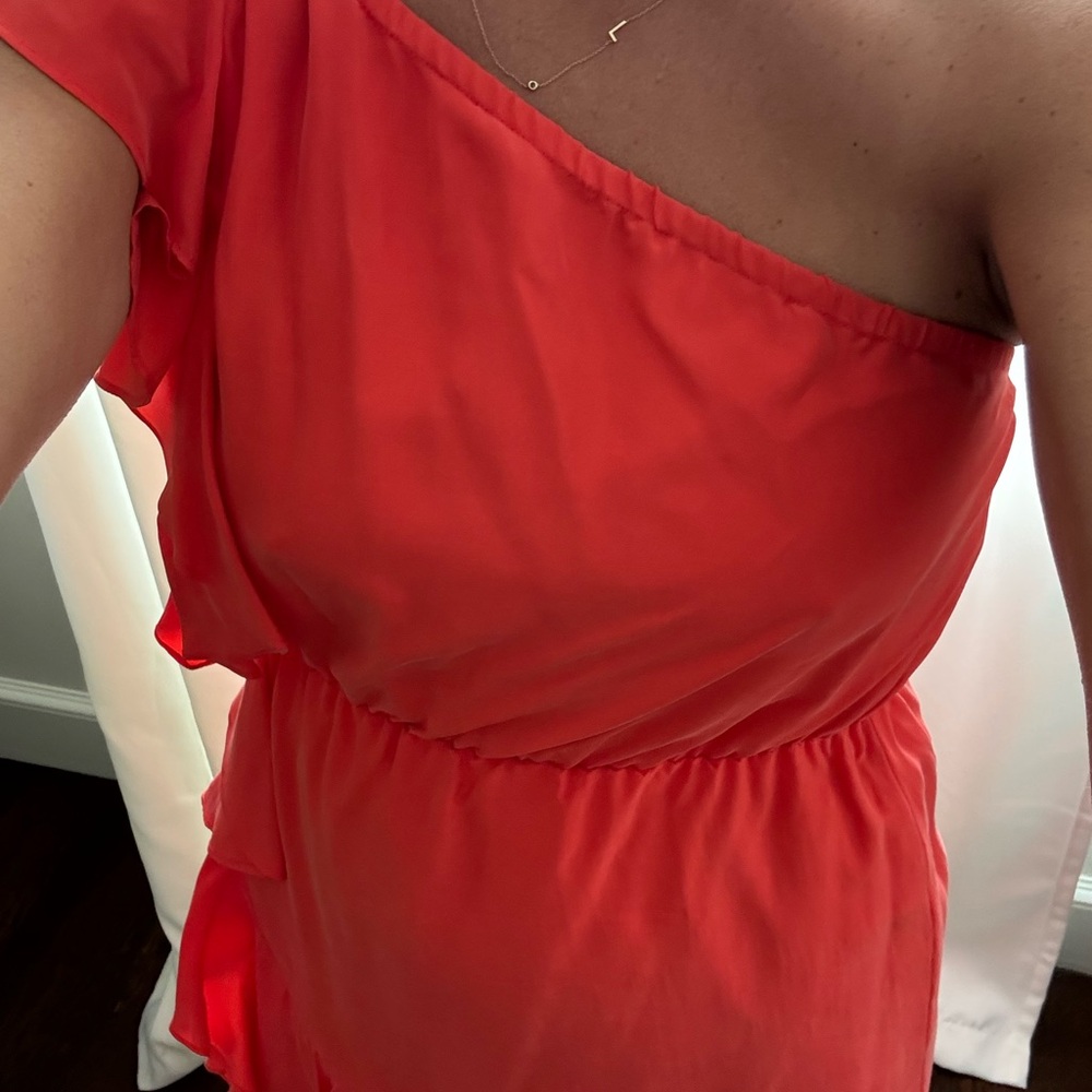 Club Monaco One-Shoulder Orange-Red Dress